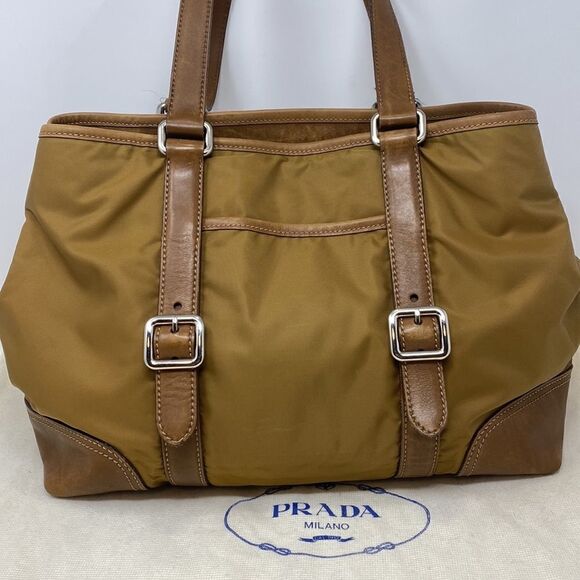 Authentic PRADA Tote Bag Leather & Nylon - Picture 5 of 16